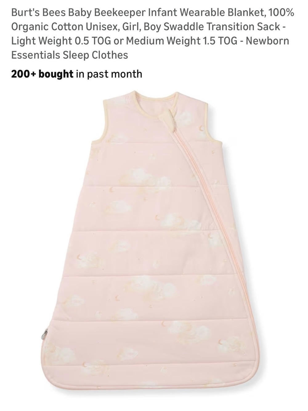 Burt's Bees Baby Pale Pink Cloud Sleep Sack